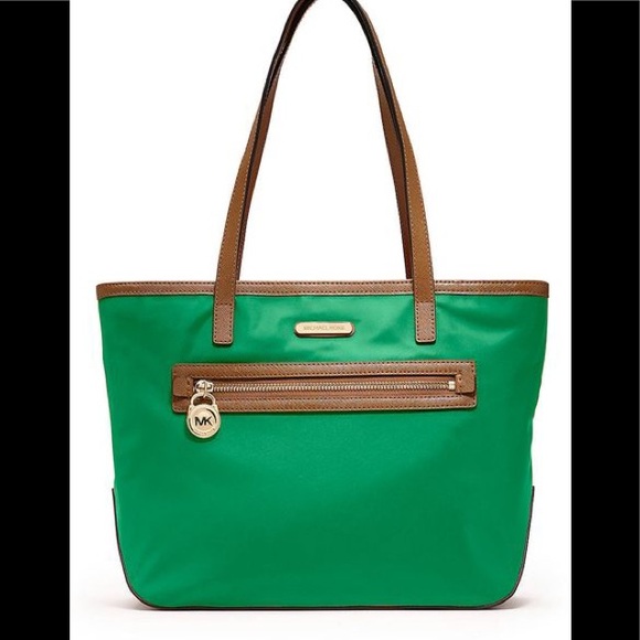 Michael Kors Handbags - Michael Kors Kempton Green Nylon/Leather Tote